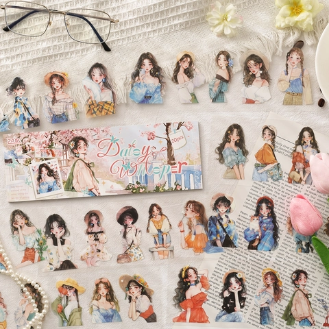Adesivi Per Personaggi In PET Impermeabili Per Scrapbooking Journaling Moda Anime Ragazza Ragazzo Etichette Decorative DIY