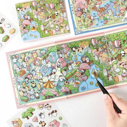 Χαριτωμένα Αυτοκόλλητα Τοπίου 3D από PET για DIY Journaling Scrapbooking Διακοσμητικά Φύλλα Αυτοκόλλητων για Παιδιά Δημιουργικό Υλικό DIY