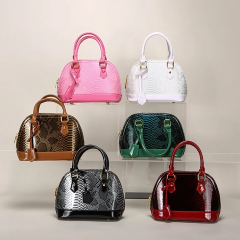 Sac Coquille Motif Serpent Femme Cuir Verni PU Sac À Main Bandoulière Élégant Mode Décontracté Voyage