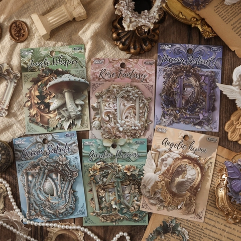 Autocollants en Papier Sans Bois en Relief de Style Européen Vintage pour Scrapbooking Journal Décoration Papeterie Artisanat DIY