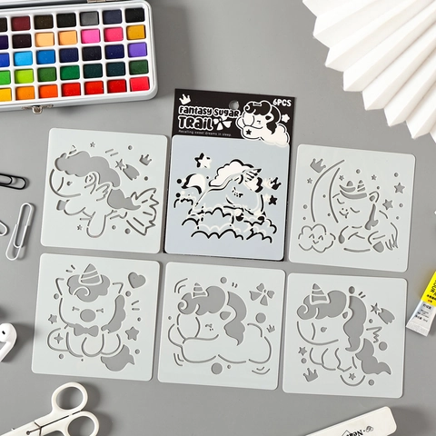 Stencil Per Disegno Cavo Plastica PET Lavabile Riutilizzabile Per Pittura Fai Da Te Scrapbooking Animali Delle Fiabe Arte