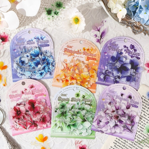 Adesivi Floreali PET Impermeabili Trasparenti Decalcomanie Decorative Di Fiori Per Scrapbooking Journaling Stile Acquerello Retrò