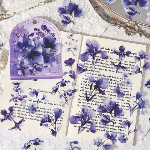 Adesivi Floreali PET Impermeabili Trasparenti Decalcomanie Decorative Di Fiori Per Scrapbooking Journaling Stile Acquerello Retrò