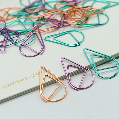 Teardrop Shape Metal Paper Clips Colorful Heart Bookmarks For Office School Journal Scrapbooking Supplies