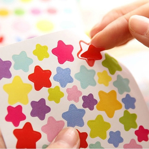 Adesivi Decorativi Multicolore Stella Cuore Punto Tondo per Album di Ritagli DIY Cancelleria Forniture Scolastiche Adesivi di Carta