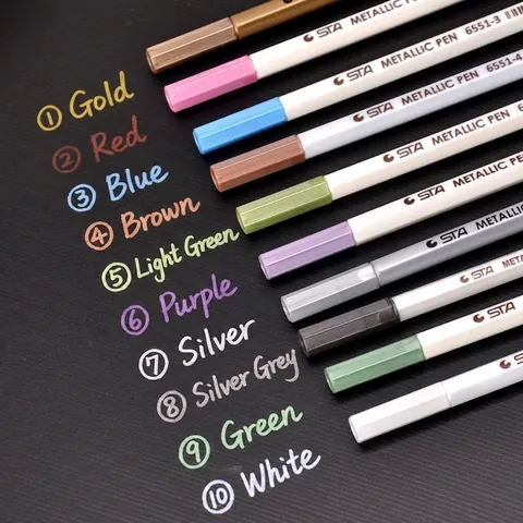 Metallic Marker Pens Multicolor Hard Head Paint Markers For DIY Photo Album Drawing Journaling Art Craft Stationery