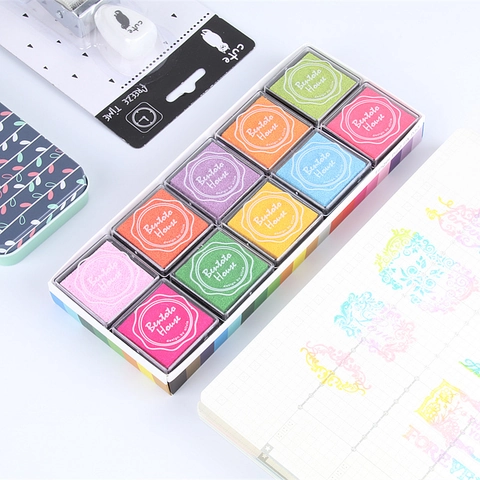 Bunter Stempelkissen Auf Wasserbasis Quadratisch Für Fingerfarben DIY Scrapbooking Basteln Schwamm Material