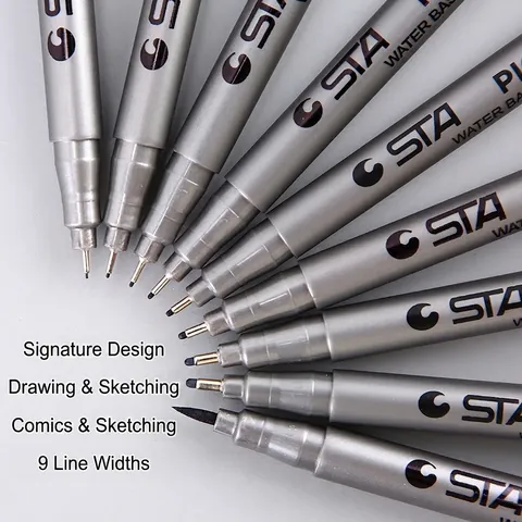 Stylos Pigment Liner Professionnels Imperméable Encre À Base D'eau Fineliner Pour Dessin Artistique Croquis Design Noir