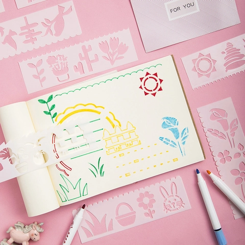 Plastic Hollow Drawing Stencils Long Strip Painting Templates For DIY Scrapbooking Bullet Journal Children School Art Supplies