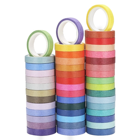 Rainbow Washi Tape Solid Colors Washi Paper Decorative Masking Tape For Scrapbooking Journaling DIY Arts Crafts Supplies