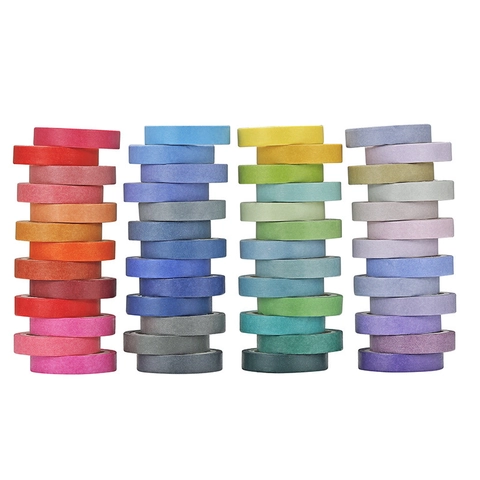 Rainbow Washi Tape Solid Colors Washi Paper Decorative Masking Tape For Scrapbooking Journaling DIY Arts Crafts Supplies