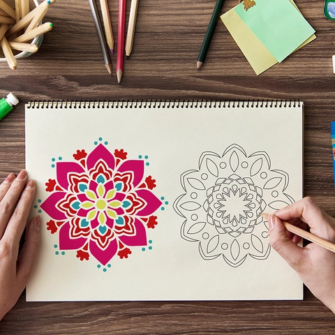 Pochoirs Mandala Plastique PET Modèles De Peinture Dessin DIY Art Motifs Floraux Géométriques Pour Pierre Bois Tissu Mur Meubles