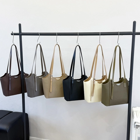 Women Large Capacity PU Leather Retro Tote Bag Fashion Minimalist Shoulder Bag For Commuting Travel Work Lady Handbag