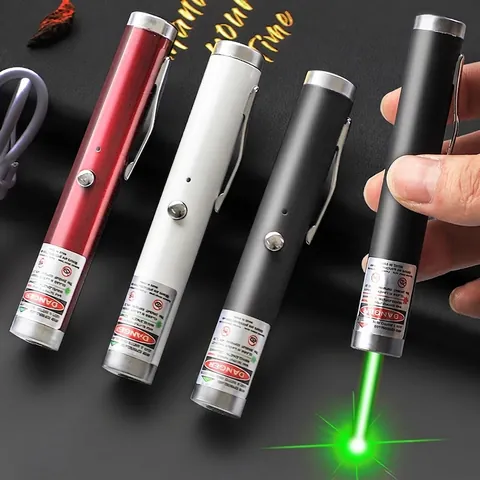 Penna Puntatore Laser Ricaricabile USB In Metallo Luce Verde Rossa Per Presentazione PPT Insegnamento E Giocattolo Per Gatti