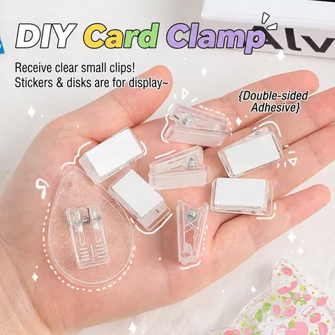 Clips de Papelería Transparentes DIY Clips Adhesivos de Acrílico para Scrapbooking Decoración Goo Card Oficina Escuela