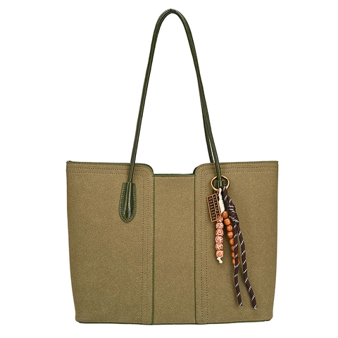 Borsa a Spalla Vintage Minimalista in Pelle Scamosciata Opaca da Donna Grande Borsa Tote Con Nappa di Perline Per Ufficio