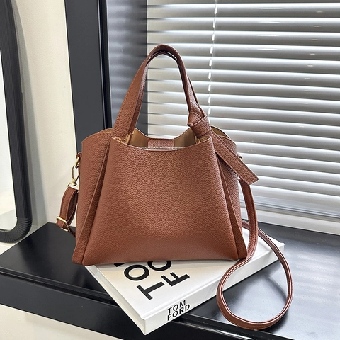 Damen Große Kapazität Eimer Tasche Weiches PU Leder Kieselmaserung Handtasche Umhängetasche Vintage Lässig Reise Schultertasche
