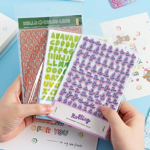 Bunte Alphabet Und Zahlen Aufkleber Wasserdichtes PVC Für Scrapbooking DIY Journal Dekor Niedliches Journaling Material