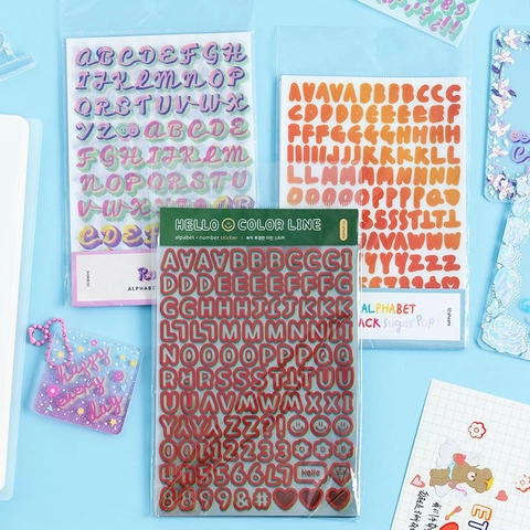 Bunte Alphabet Und Zahlen Aufkleber Wasserdichtes PVC Für Scrapbooking DIY Journal Dekor Niedliches Journaling Material
