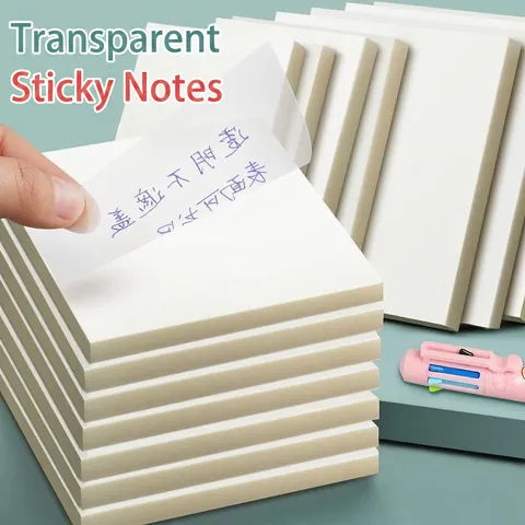 Note Adesive Trasparenti PET Impermeabili Blocchi Note Autoadesivi Colorati Scrivibili Per Annotazioni Di Libri Scuola Ufficio