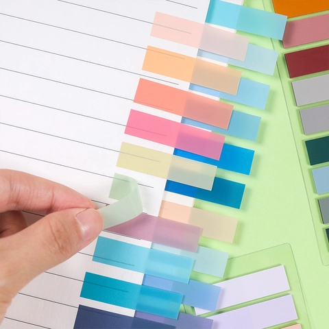 Linguette Indice PET Traslucide Morandi Note Adesive Impermeabili Scrivibili Per Segnalibri Forniture Ufficio