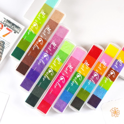 Multi-Color Gradient Ink Pad For DIY Scrapbooking Finger Painting Stamps Kids Art Craft Supplies Long Strip Inkpad