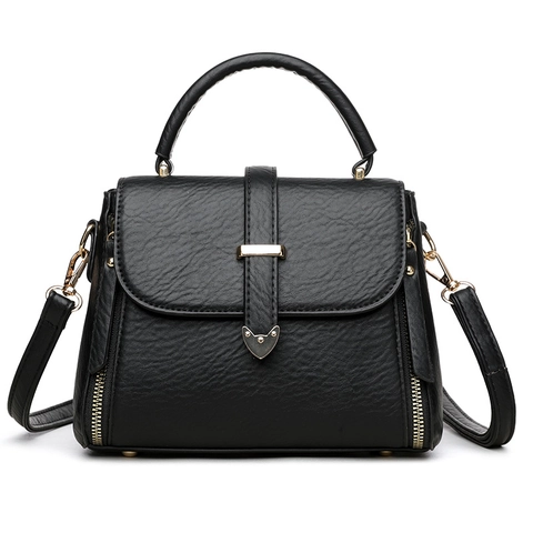 Bolso De Mano Para Mujer Bandolera Cuero PU Textura Lichi Gran Capacidad Con Asa Superior Herrajes Dorados Color Sólido Cuadrado