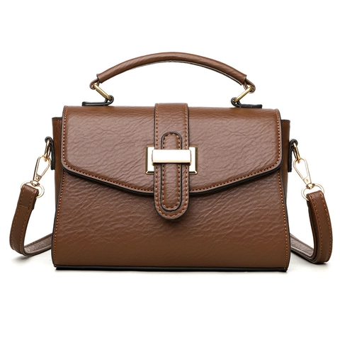Bolso Bandolera De Cuero PU Para Mujer Bolso De Mano Simple Con Patrón De Lichi Bolso De Hombro Con Hebilla Dorada Estilo Retro