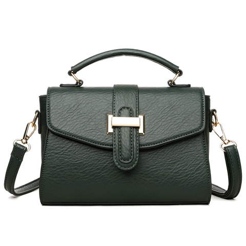 Bolso Bandolera De Cuero PU Para Mujer Bolso De Mano Simple Con Patrón De Lichi Bolso De Hombro Con Hebilla Dorada Estilo Retro
