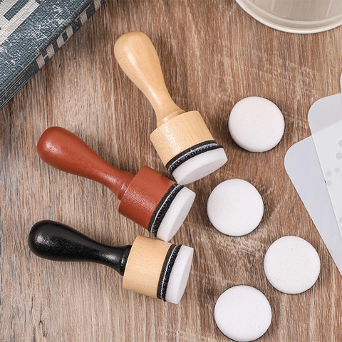 Wood Handle Sponge Ink Blending Tool For DIY Scrapbooking Card Making Crafts Round Square Inking Brushes With Replacement Sponges