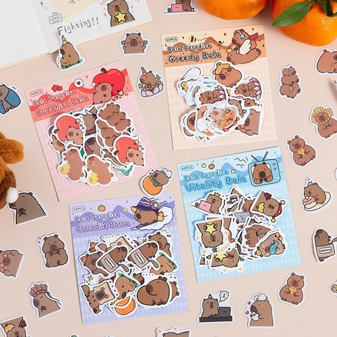 Autocollants Capybara Dessin Animé Décalcomanies Animaux Mignons Auto Adhésifs Pour Scrapbooking Journal Décoration DIY