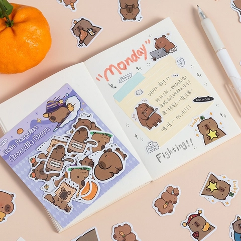 Autocollants Capybara Dessin Animé Décalcomanies Animaux Mignons Auto Adhésifs Pour Scrapbooking Journal Décoration DIY
