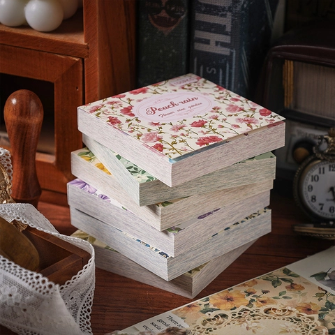 Vintage Floral Material Paper Non Adhesive Memo Pad For Scrapbooking Journaling DIY Decorative Stationery
