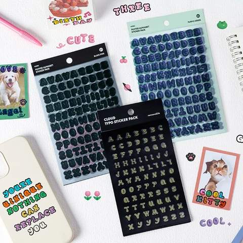 3D Puffer Alphabet Aufkleber PET Wasserdicht Abnehmbar DIY Journal Scrapbooking Süßer Koreanischer Stil Buchstaben Zahlen
