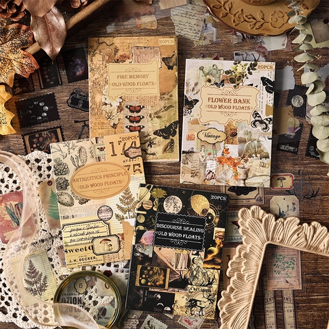 Vintage Retro Wasserdichte PET Aufkleber Für Scrapbooking Journaling DIY Kunsthandwerk Dekorative Blumen Schmetterling Antike Karten Material