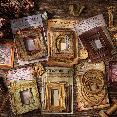 Βίντατζ Αυτοκόλλητα Scrapbooking με Πλαίσιο Φωτογραφίας Αδιάβροχο PET Χρυσοτυπία Διακοσμητικό Περίγραμμα για DIY Άλμπουμ