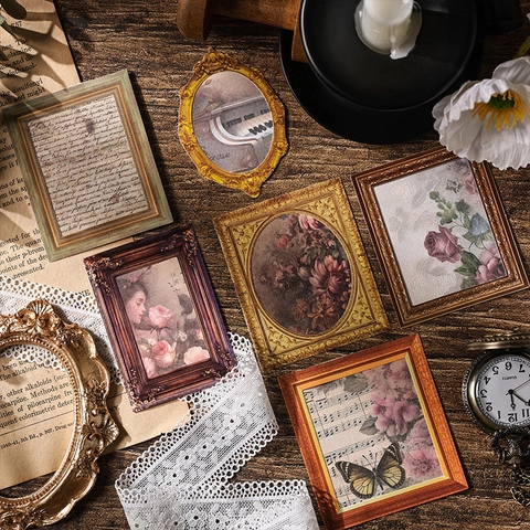 Βίντατζ Αυτοκόλλητα Scrapbooking με Πλαίσιο Φωτογραφίας Αδιάβροχο PET Χρυσοτυπία Διακοσμητικό Περίγραμμα για DIY Άλμπουμ