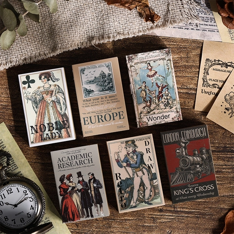Retro Kraft Paper Memo Pad Non Adhesive Material Paper For Junk Journaling Vintage European Style DIY Collage Mini Notepad