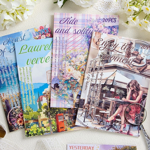 Adesivi Scrapbooking Vintage Carta PET E Washi Impermeabili Illustrazioni Floreali Decorative Per Journaling DIY