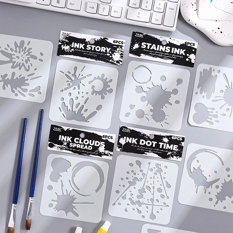 Artistic Hollow Painting Stencils PET Reusable Ink Splash Patterns For DIY Drawing Scrapbooking Journaling Craft Stencil