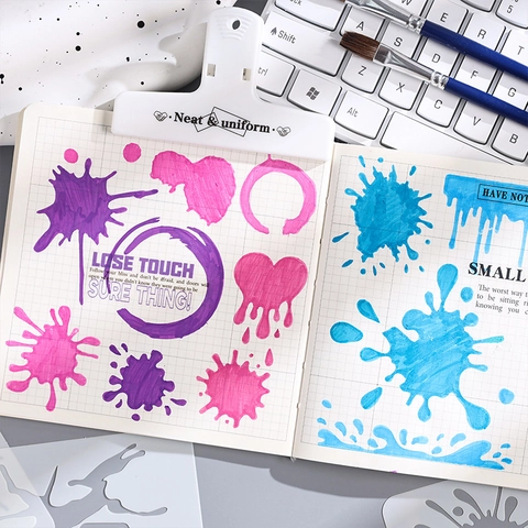 Artistic Hollow Painting Stencils PET Reusable Ink Splash Patterns For DIY Drawing Scrapbooking Journaling Craft Stencil