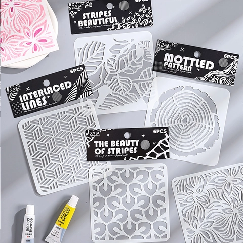 Hohle Malvorlagen PET Textur Verflochtene Linien Geometrische DIY Scrapbook Kunst Zeichenvorlagen Waschbar Wiederverwendbar