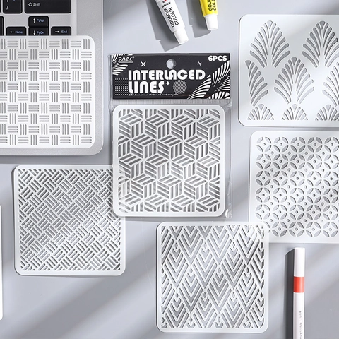 Hohle Malvorlagen PET Textur Verflochtene Linien Geometrische DIY Scrapbook Kunst Zeichenvorlagen Waschbar Wiederverwendbar