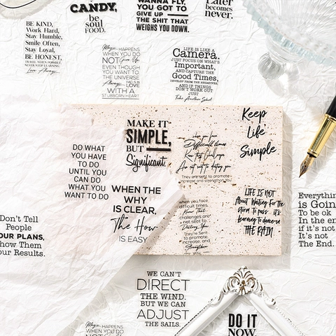 Vintage Englische Zitat Aufkleber Wasserdichtes PET Material Pure Black Poet Serie Für Scrapbooking DIY Journal Deko Sätze