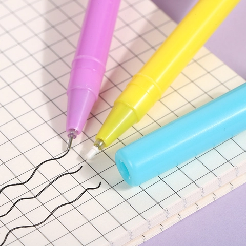 Cute Cartoon Bear Plush Pom Pom Gel Pen 0.5mm Black Ink Replaceable Refill Kawaii School Office Stationery Writing Pen