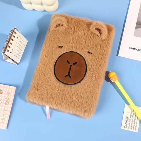Cartoon Plush Unicorn Notebook With Lock And Key Cute Capybara Sequin Rabbit Locking Diary For Girls Kids Birthday Gift