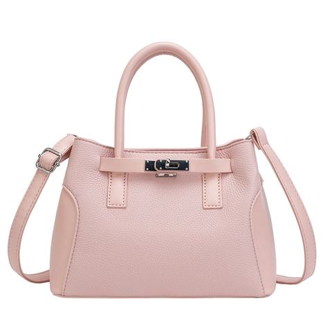 Women Elegant PU Leather Handbag With Metal Lock Lychee Pattern Commuter Shoulder Crossbody Bag Classic Tote Bag