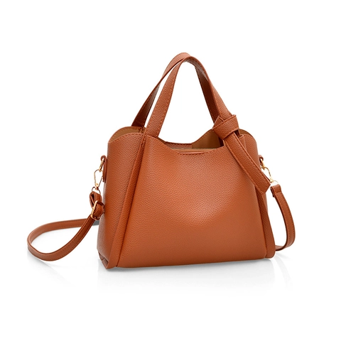 Women Minimalist Pebbled PU Leather Bucket Bag Vintage Soft Handbag With Knot Handle Large Capacity Crossbody Tote Bag