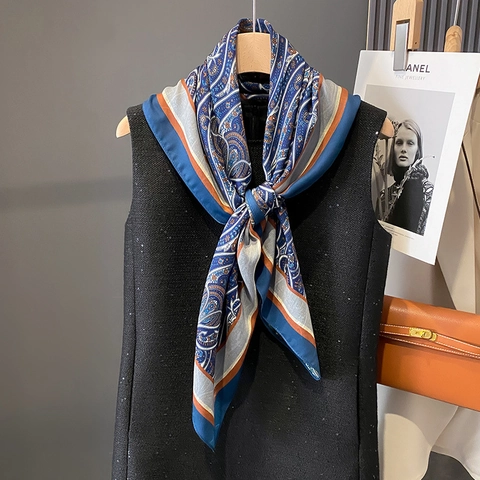 Quadratischer Schal Mit Paisley Muster Eleganter Polyester Satin Schal Großer Retro Geometrischer Damenschal Accessoire