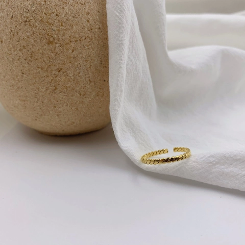 Anello Spirale Intrecciato Acciaio Al Titanio Placcato Oro Minimalista Vintage Regolabile Gioielli Da Donna